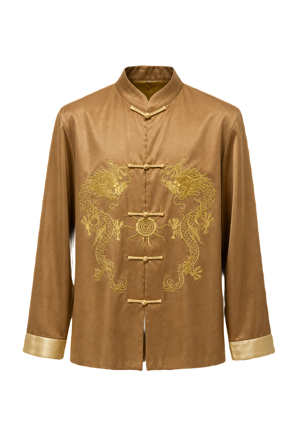 1980s Gold Silk Shirt - Front View