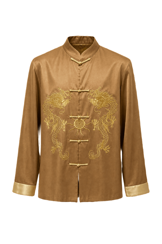 1980s Gold Silk Shirt - Front View