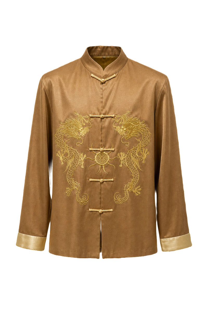 1980s Gold Silk Shirt - Front View
