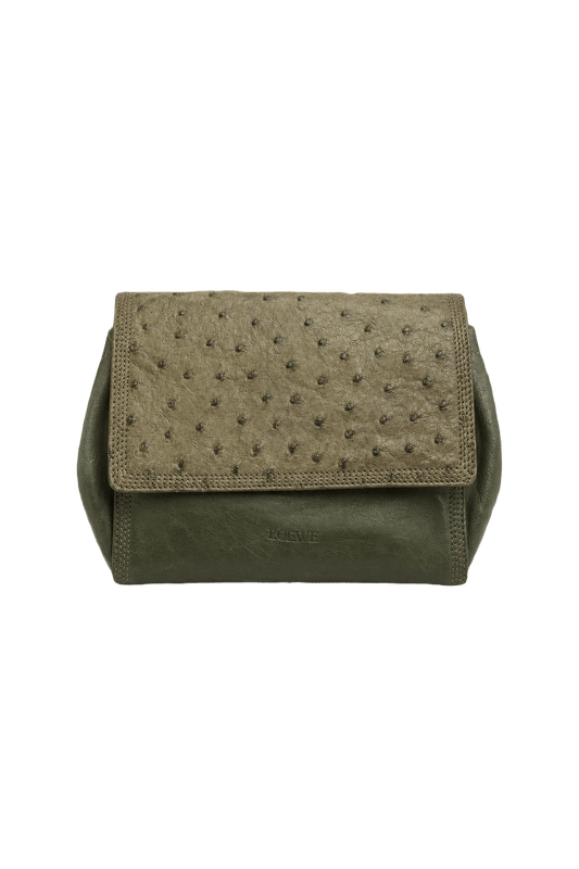 1980s Olive Green Leather Bag - Front View