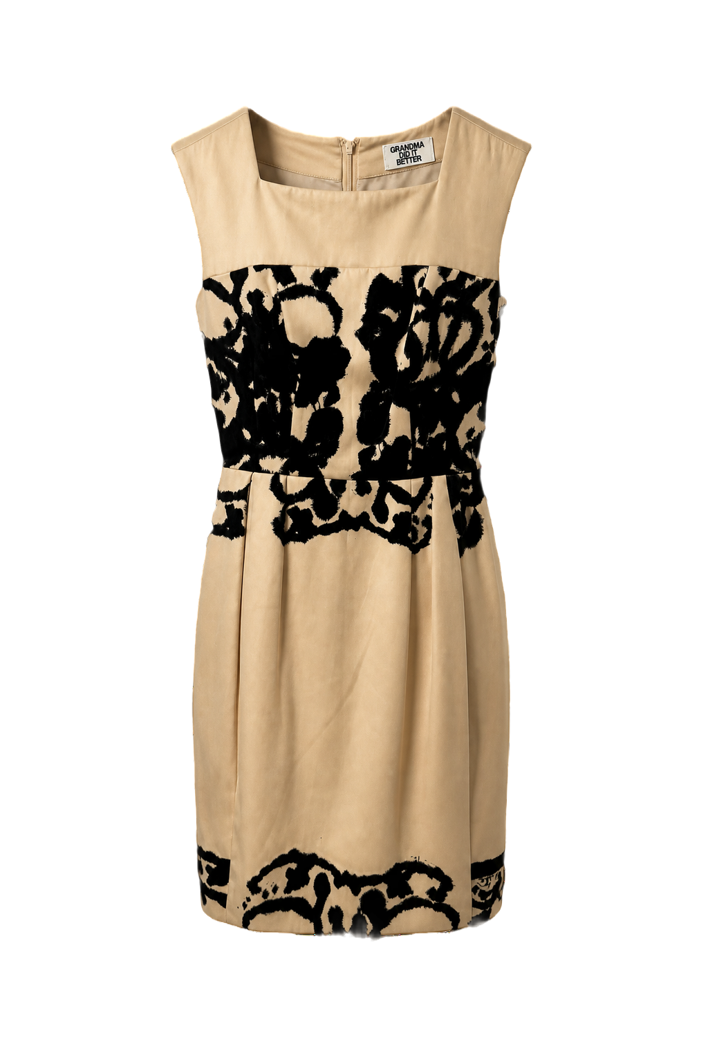 1980s Cream Satin Dress - Front View