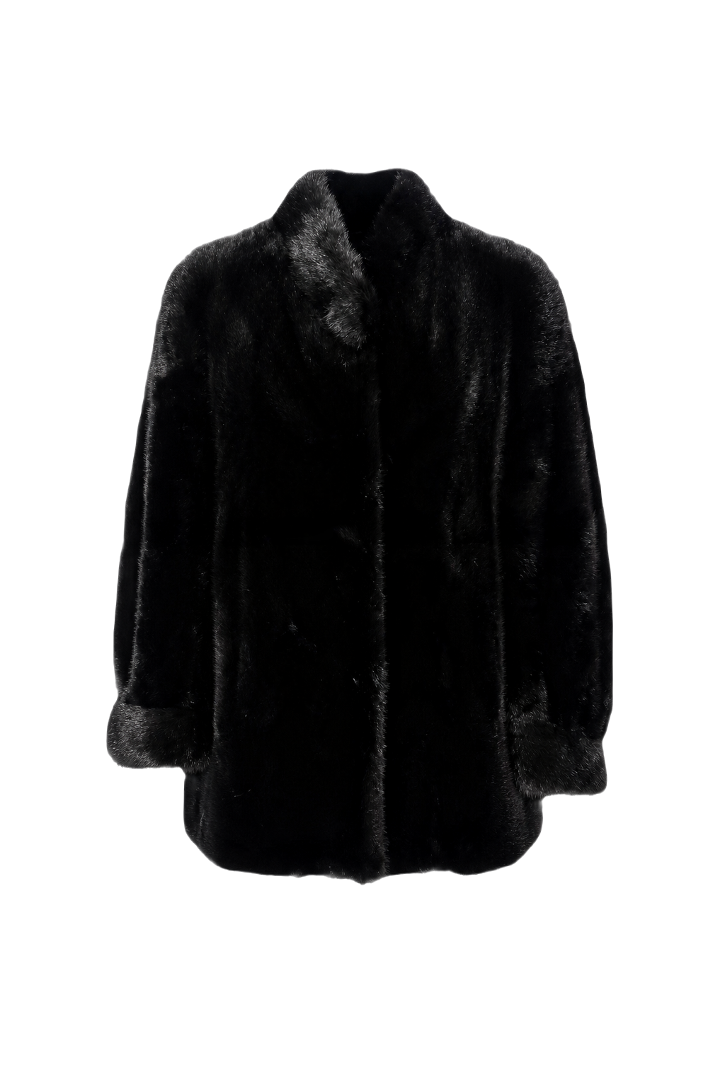 1980s Black Fur Coat - Front View