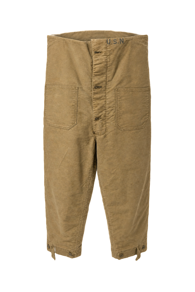 1940s Khaki Cotton Trousers - Front View