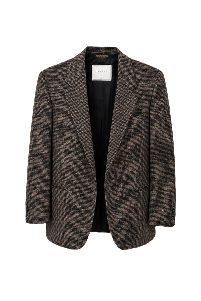 1980s Grey Wool Blend Blazer - Front View