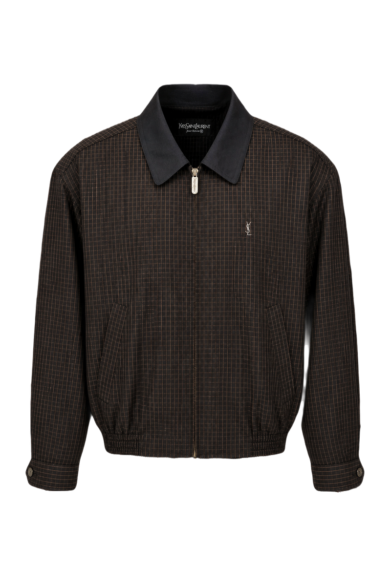 1980s Dark Brown Cotton Blend Jacket - Front View