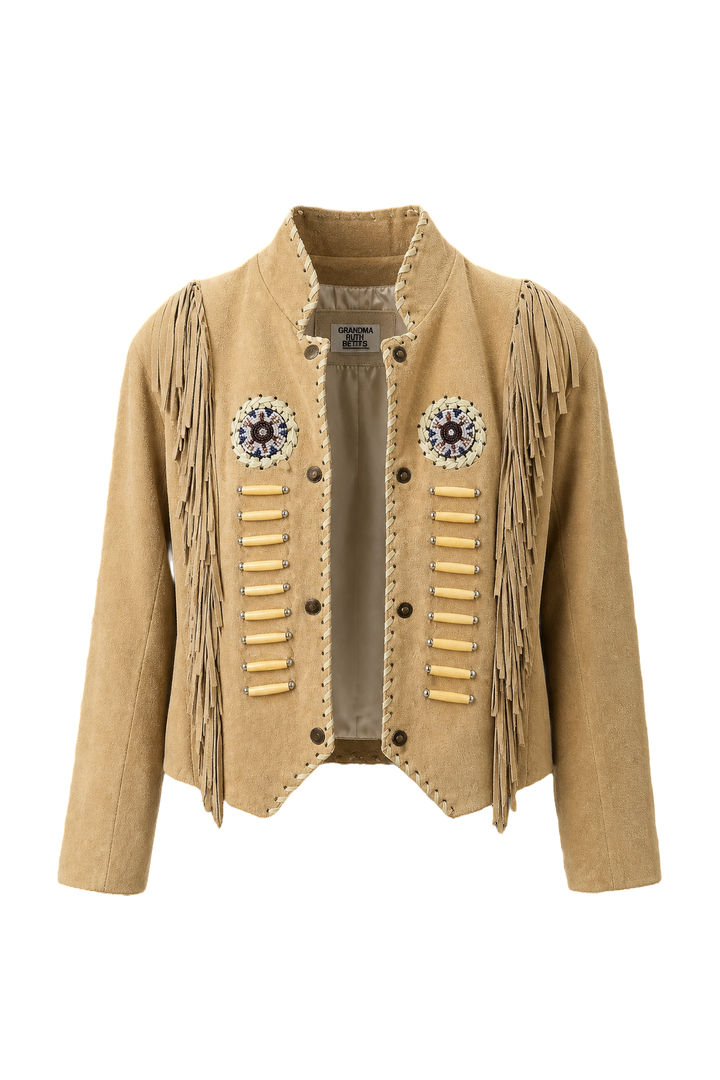 1970s Beige Suede Jacket - Front View