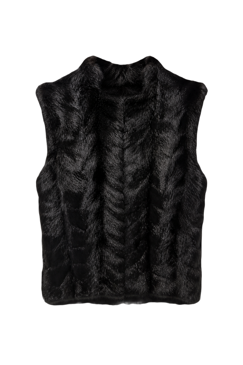 1990s Black Synthetic Vest - Front View