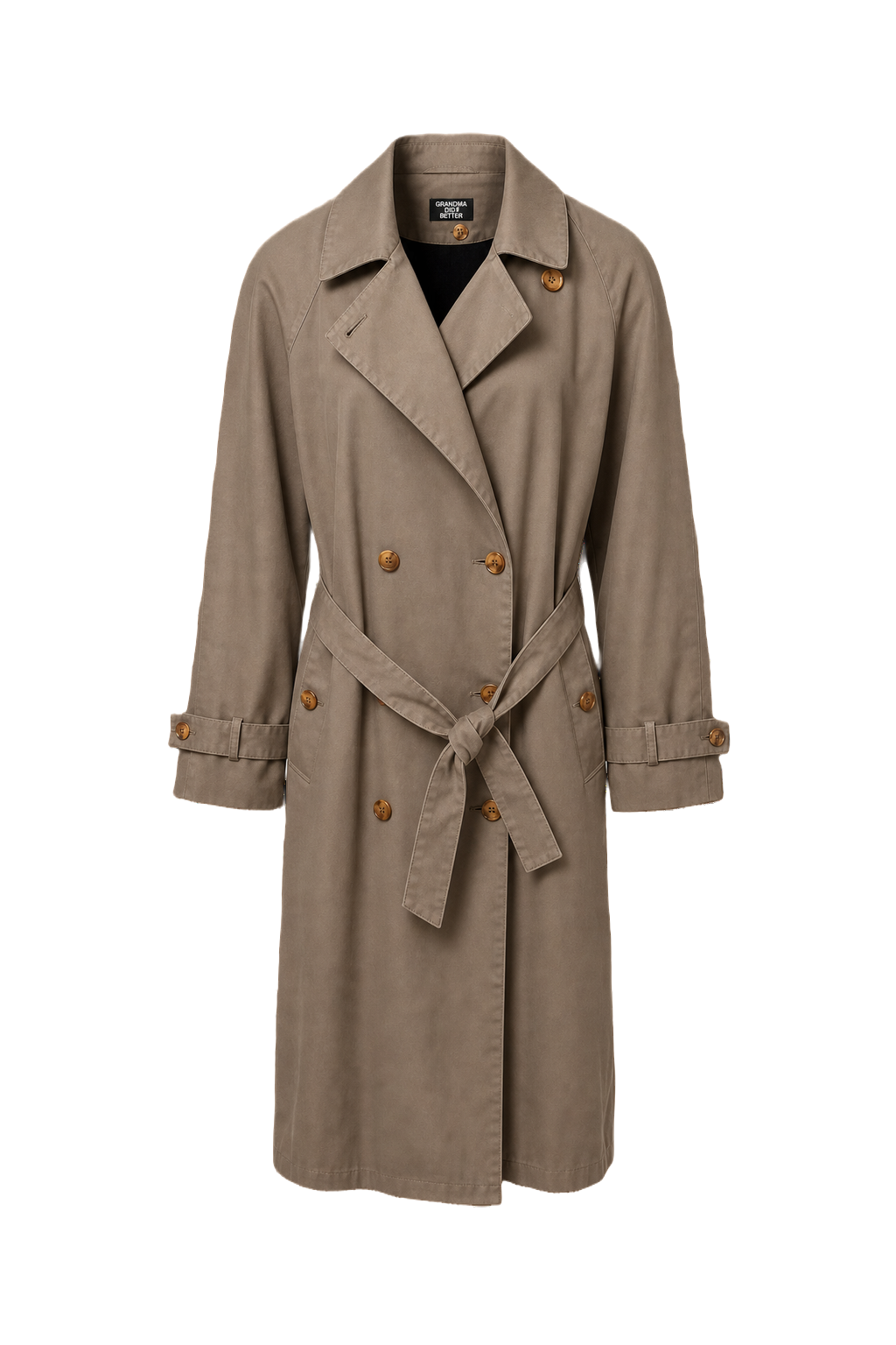 1980s Beige Cotton Blend Coat - Front View