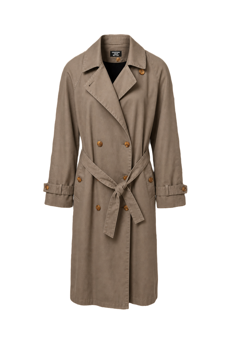 1980s Beige Cotton Blend Coat - Front View
