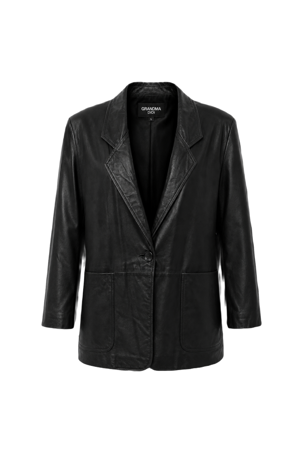 1990s Black Leather Blazer - Front View