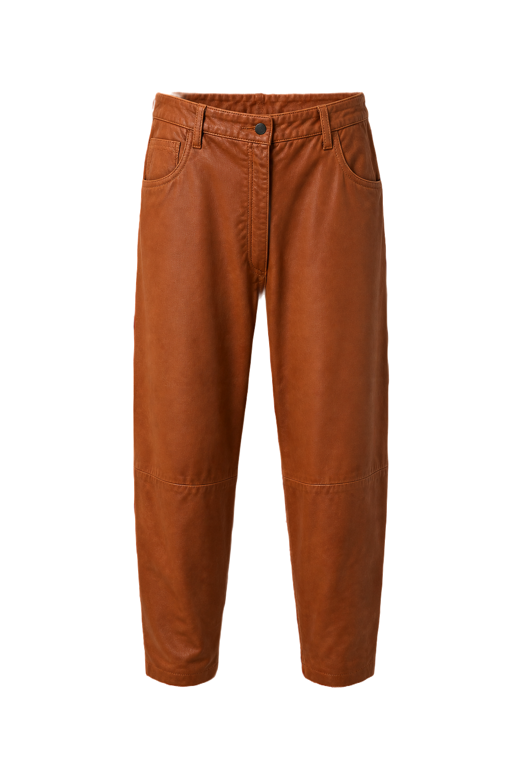 1990s Caramel Brown Cotton Pants - Front View