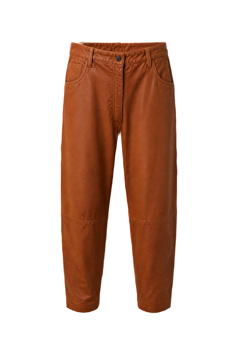 1990s Caramel Brown Cotton Pants - Front View