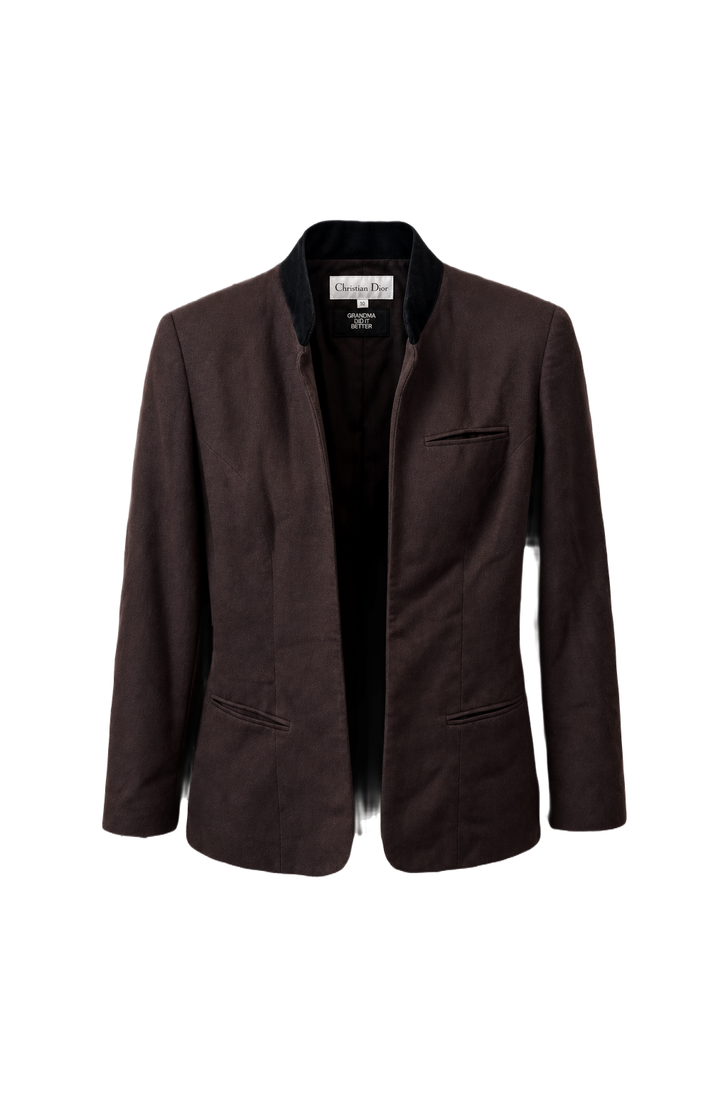1980s Dark Brown Wool Blend Blazer - Front View