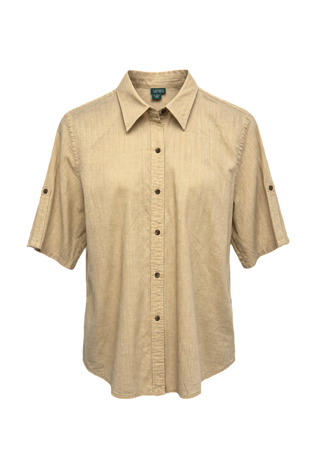 1980s Beige Cotton Shirt - Front View