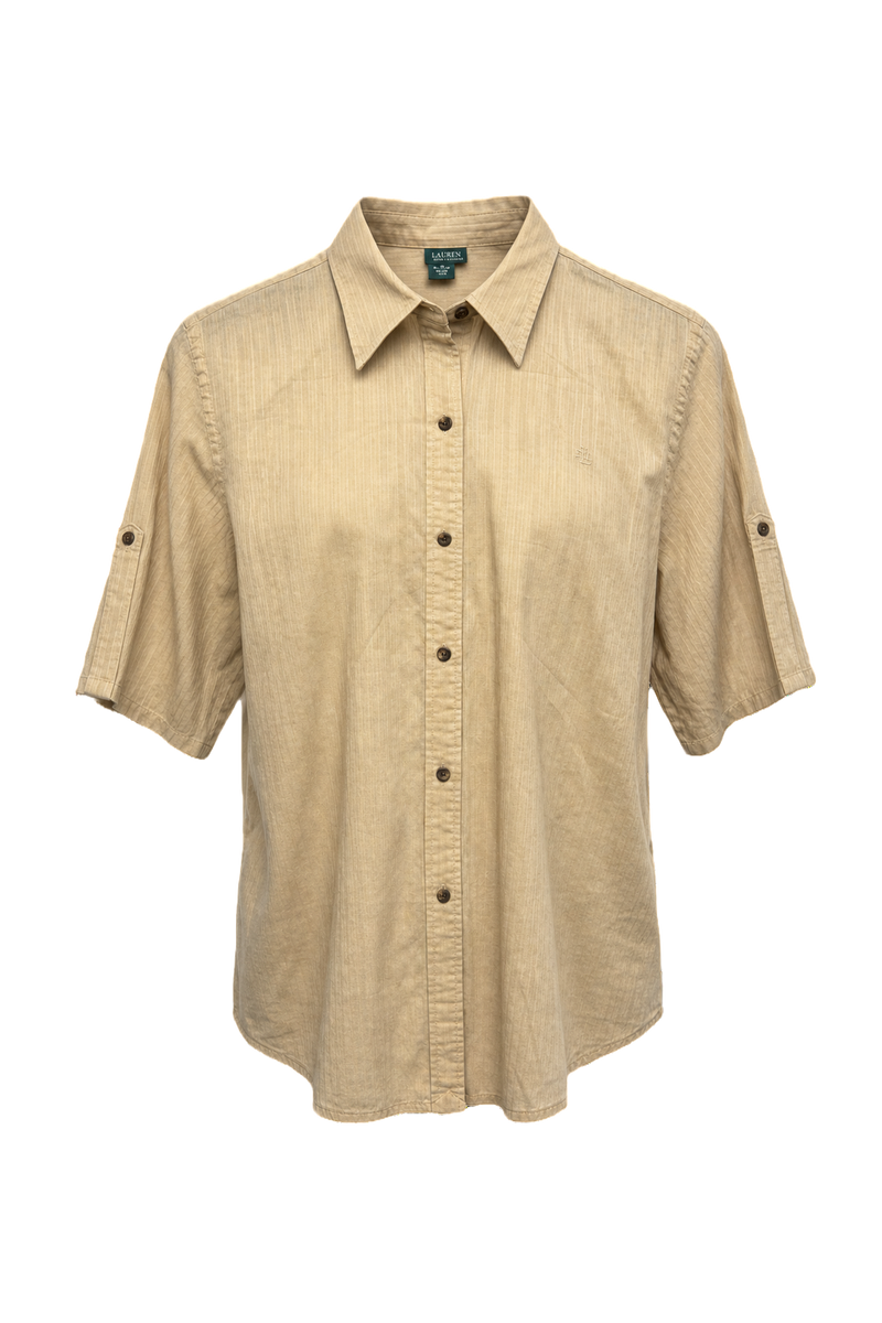 1980s Beige Cotton Shirt - Front View