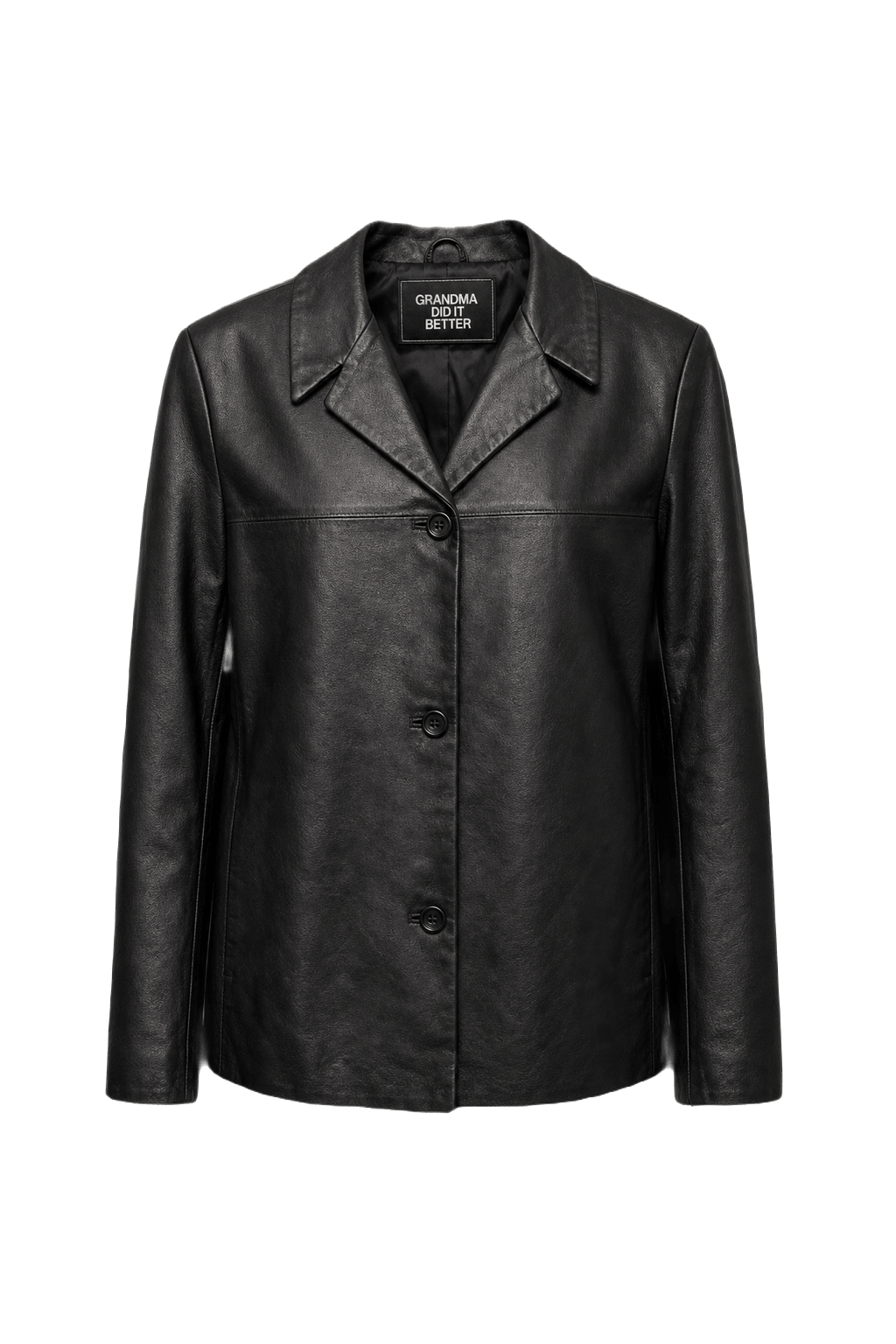 1990s Black Leather Jacket - Front View