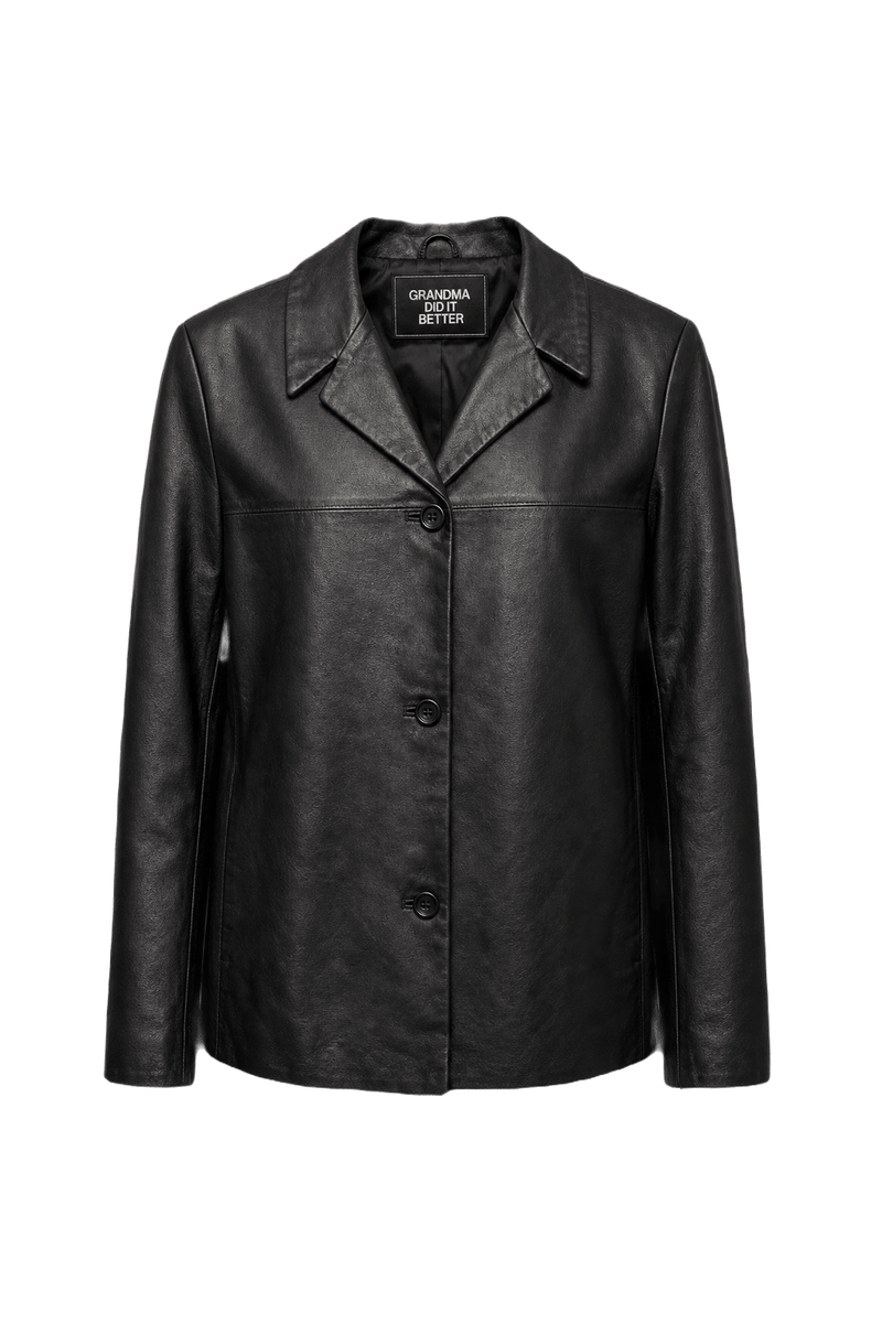 1990s Black Leather Jacket - Front View