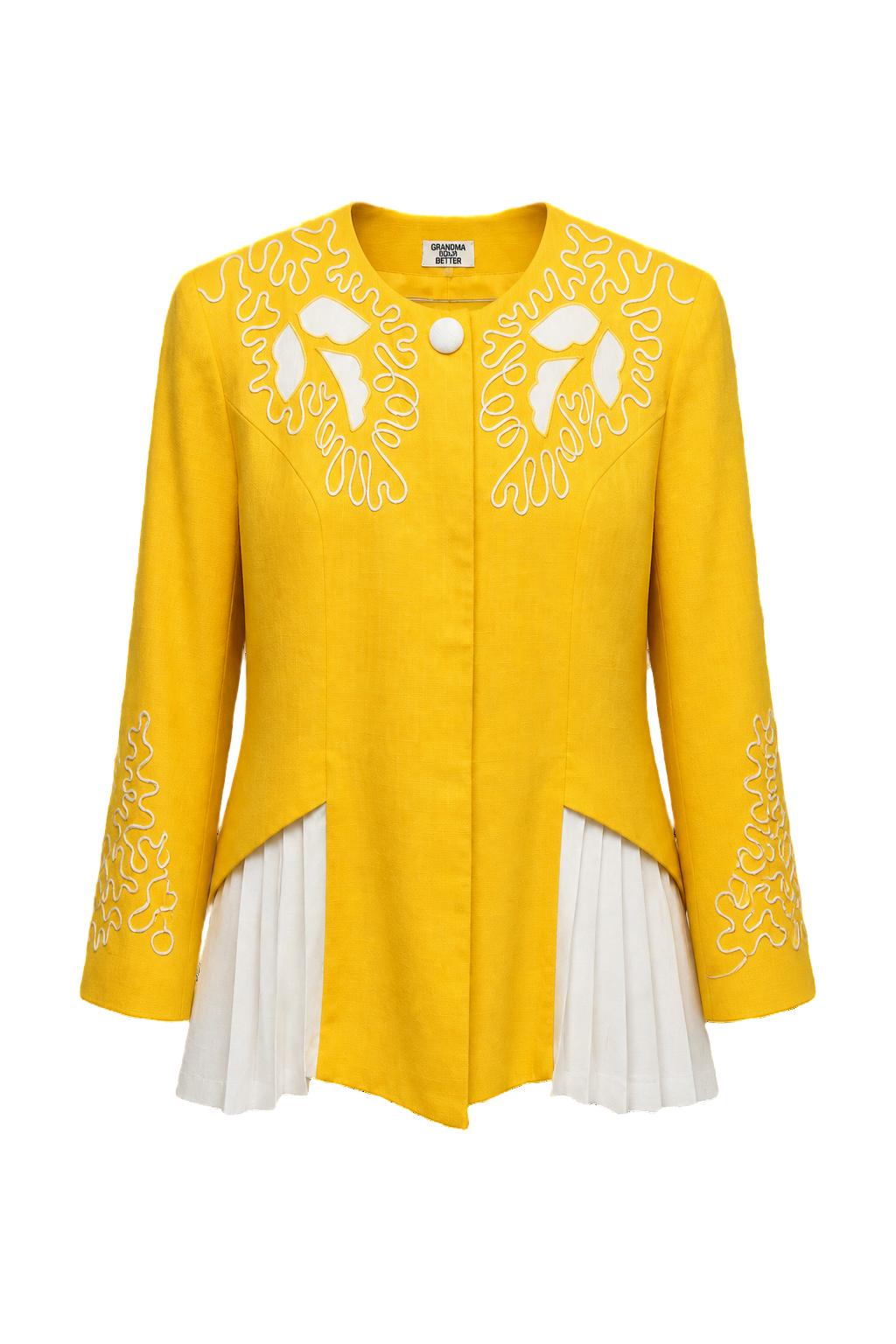 1980s Bright Yellow Wool Blend Jacket - Front View