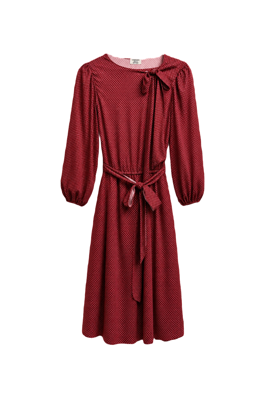 1960s Red Polyester Midi Dress - Front View