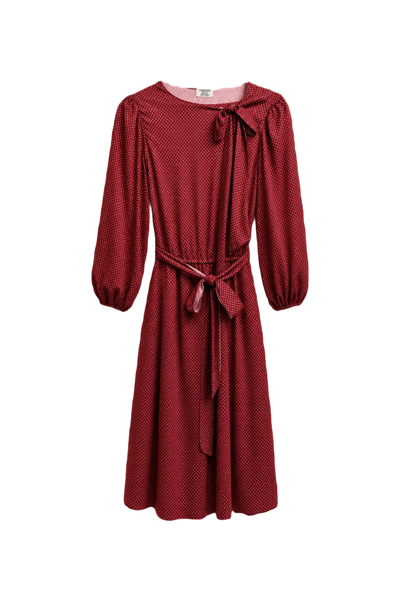 1960s Red Polyester Midi Dress - Front View