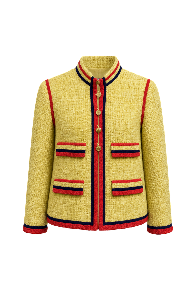 1980s Yellow Wool Blend Jacket - Front View