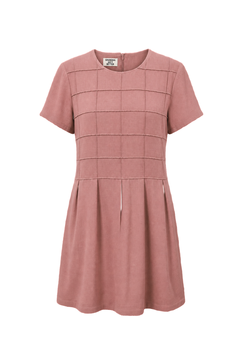 1970s Dusty Rose Pink Wool Blend Dress - Front View