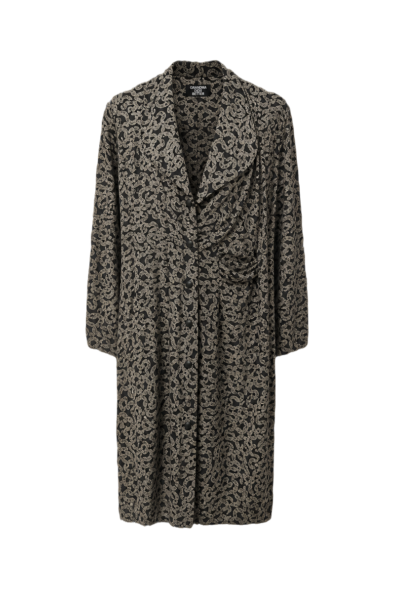 1980s Black Synthetic Blend Dress - Front View