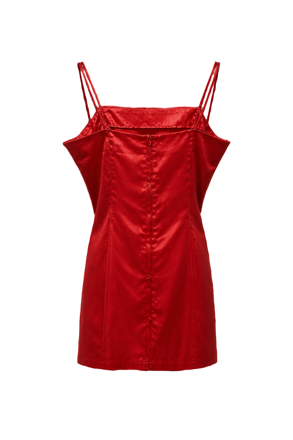 1990s Red Satin Mini Dress - Front View