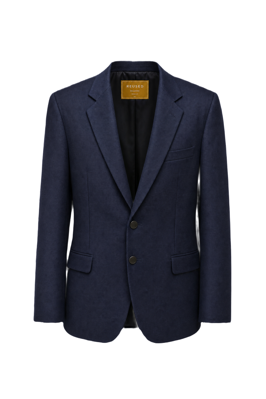1980s Navy Blue Wool Blend Blazer - Front View