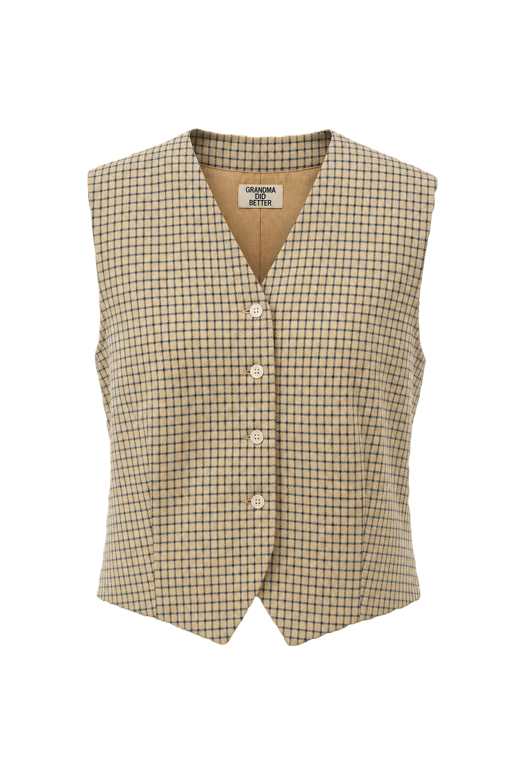 1960s Beige Wool Blend Vest - Front View