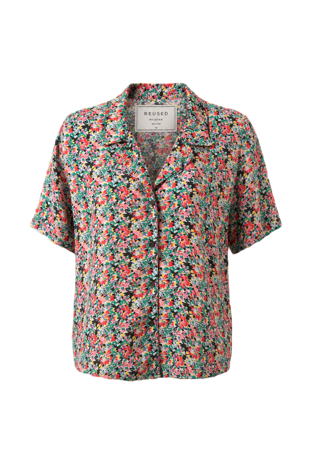 1990s Multi-color Cotton Blouse - Front View
