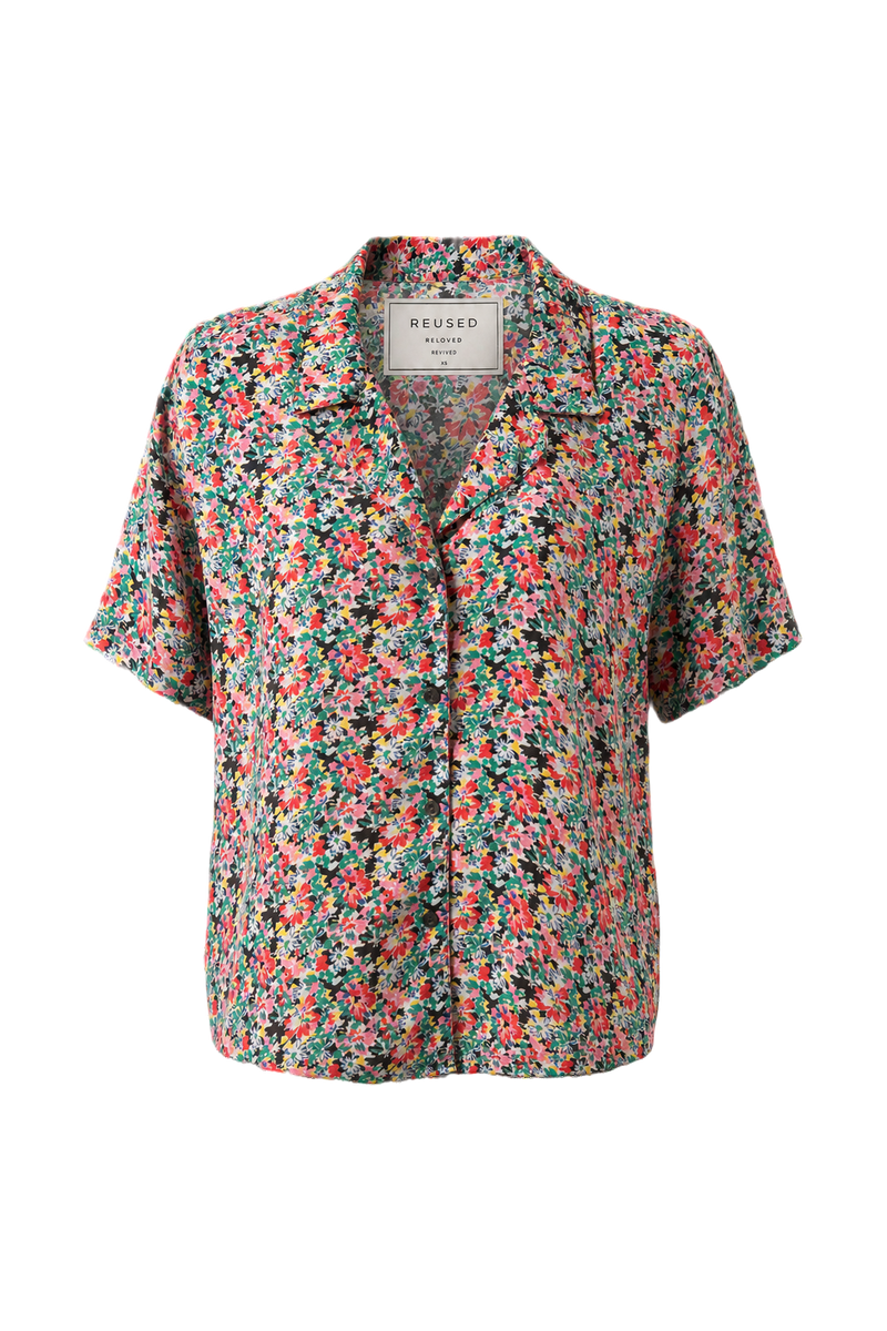 1990s Multi-color Cotton Blouse - Front View