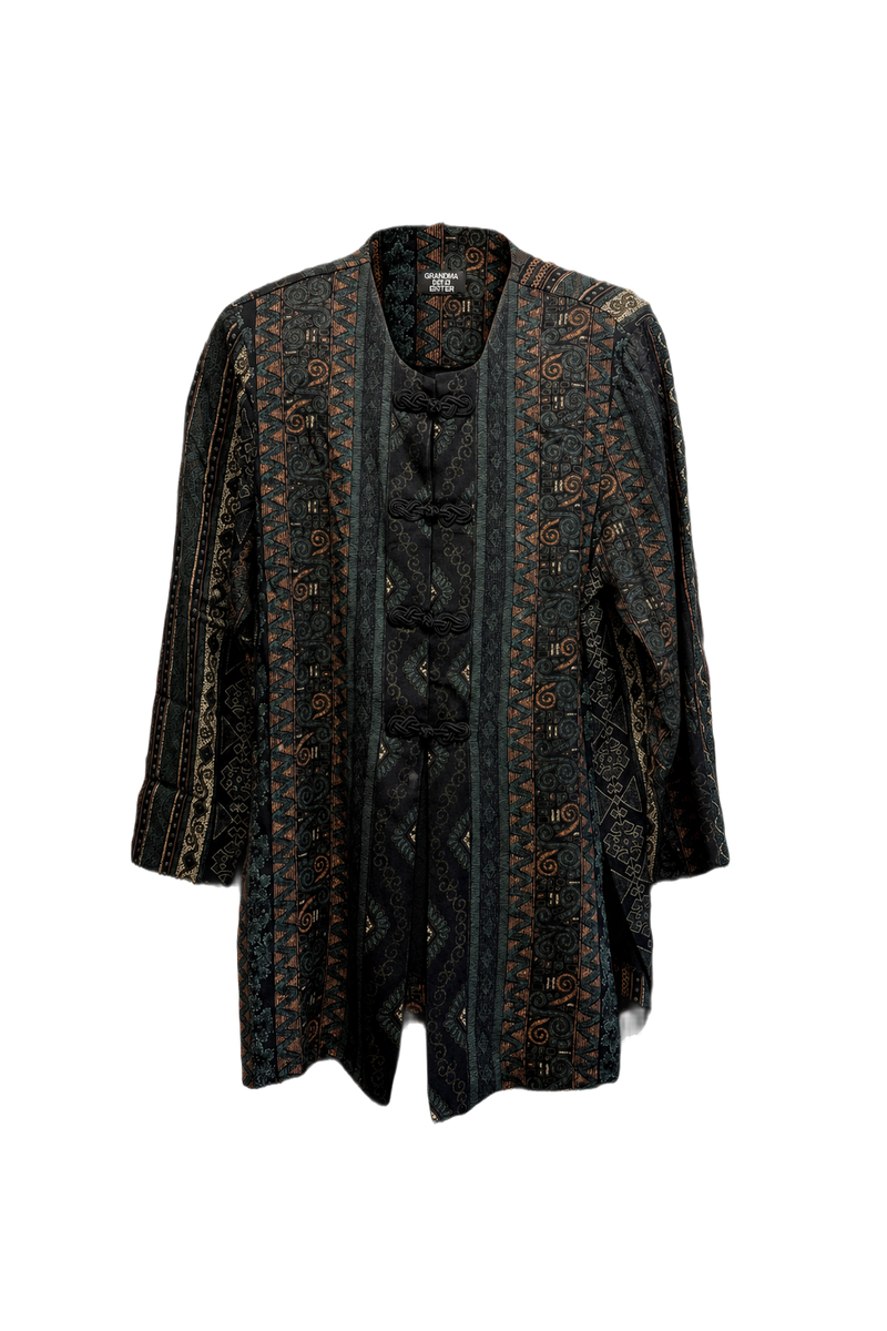 1970s Dark Green Cotton Blend Jacket - Front View