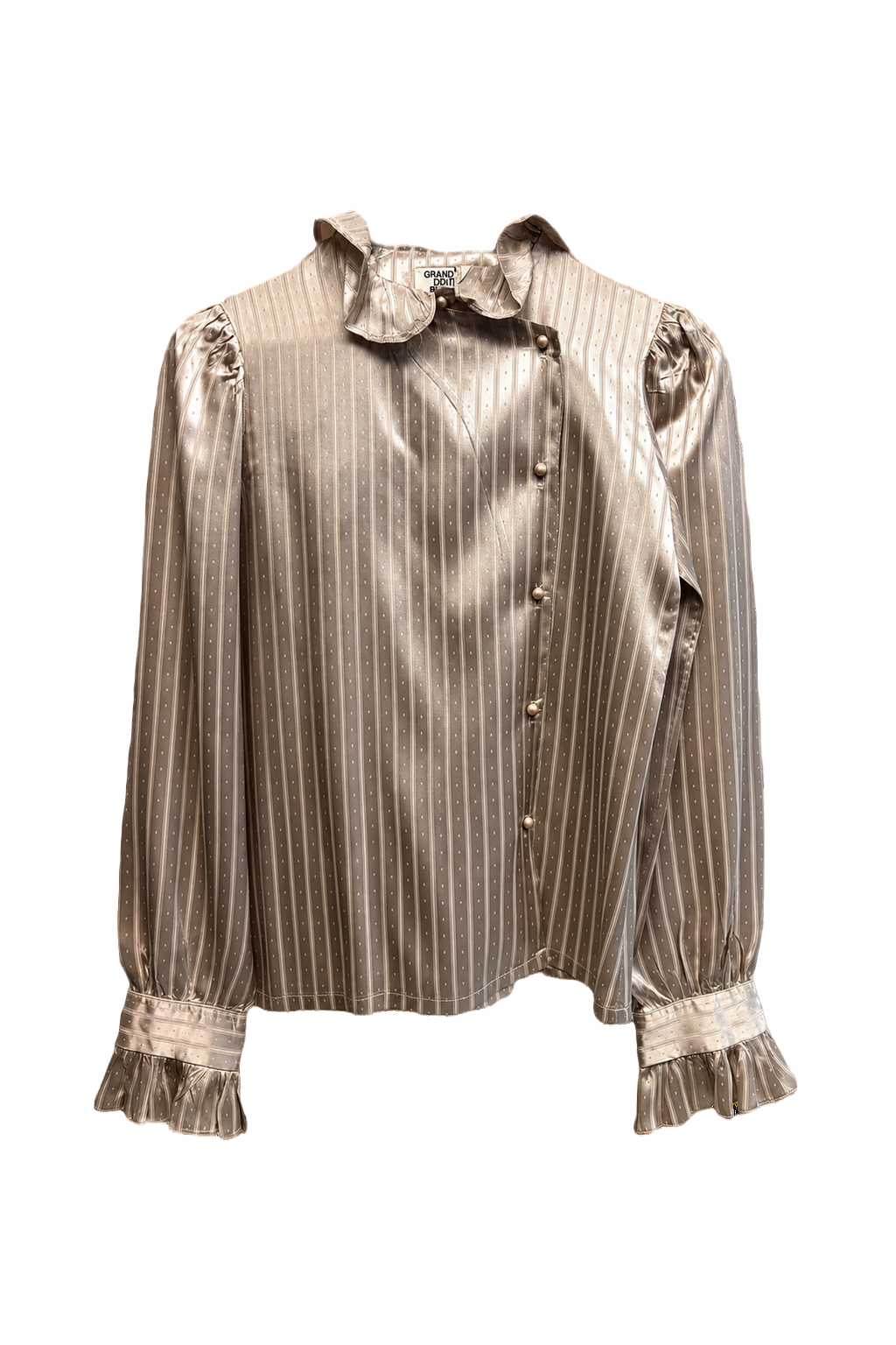 1980s Champagne Satin Blouse - Front View