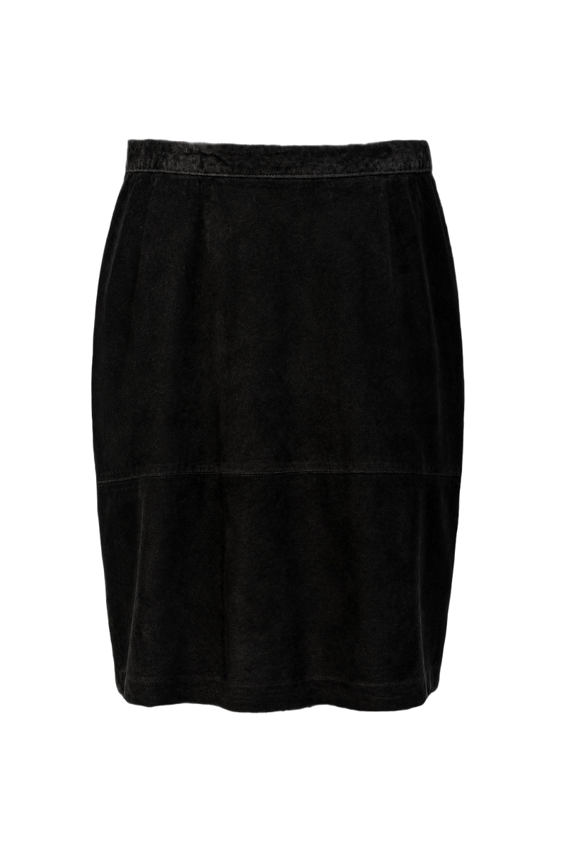 1990s Black Velvet Skirt - Front View
