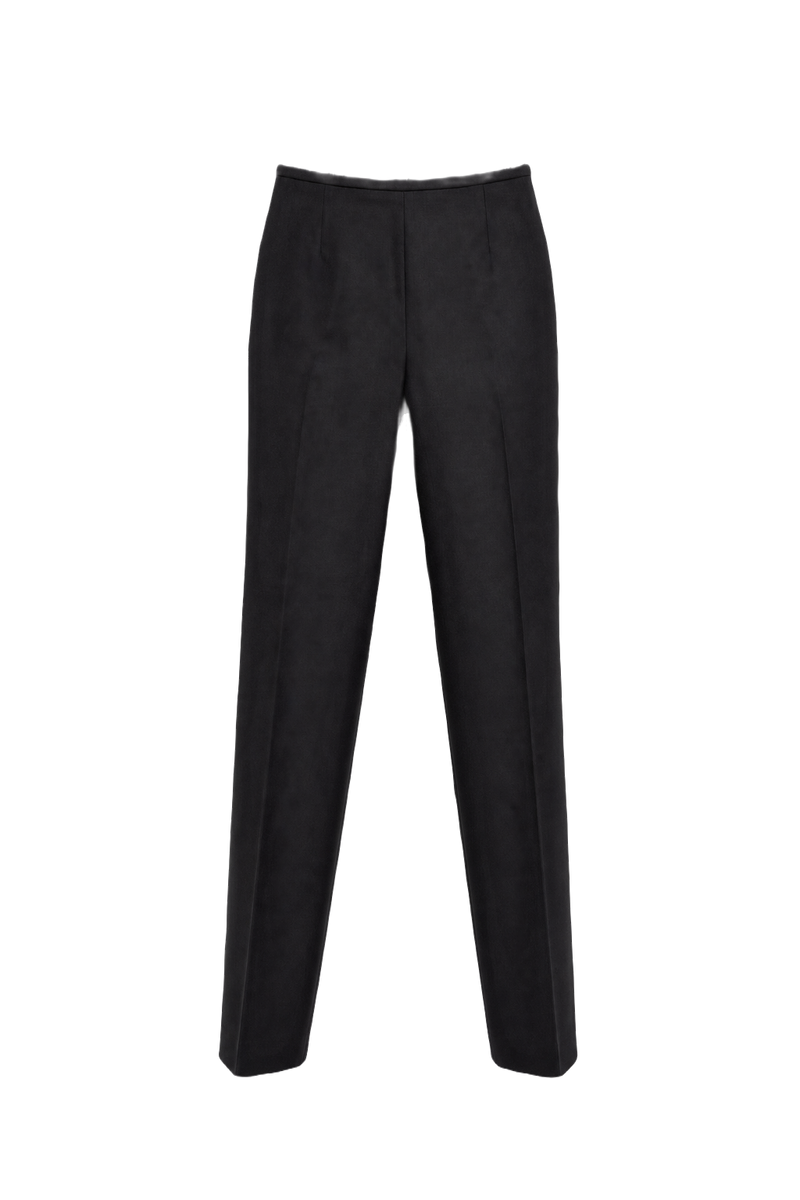 1990s Black Wool Blend Pants - Front View