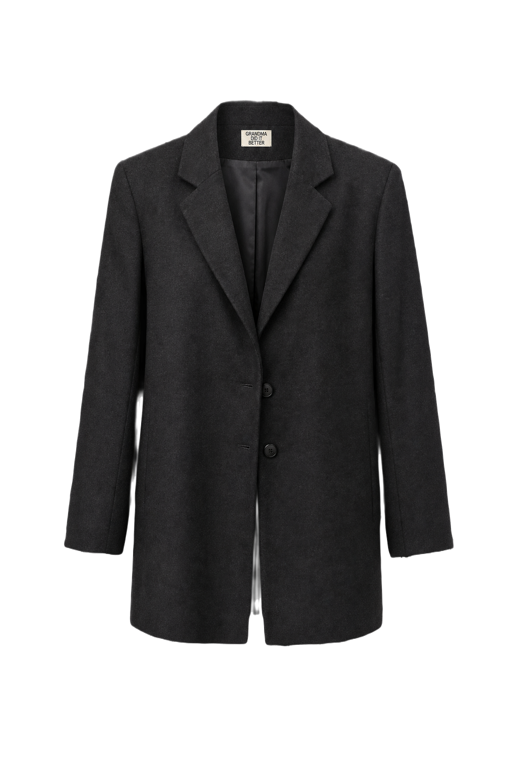 1990s Dark Grey Wool Blend Blazer - Front View