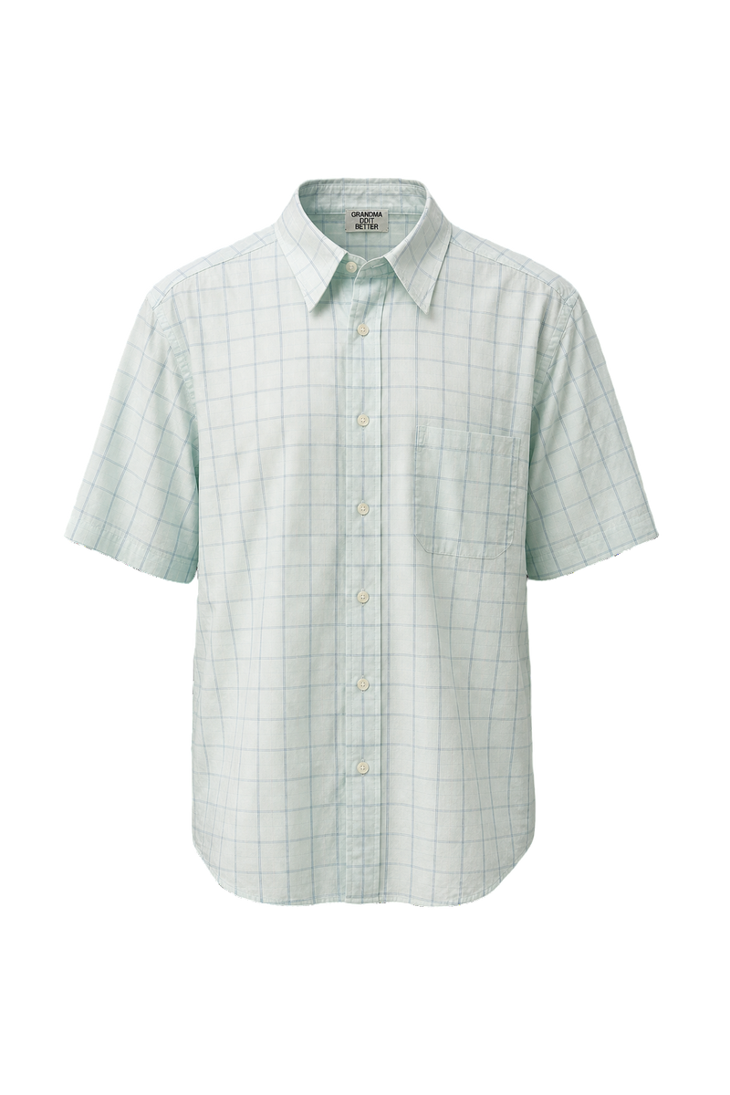 1980s Pastel Green Cotton Shirt - Front View