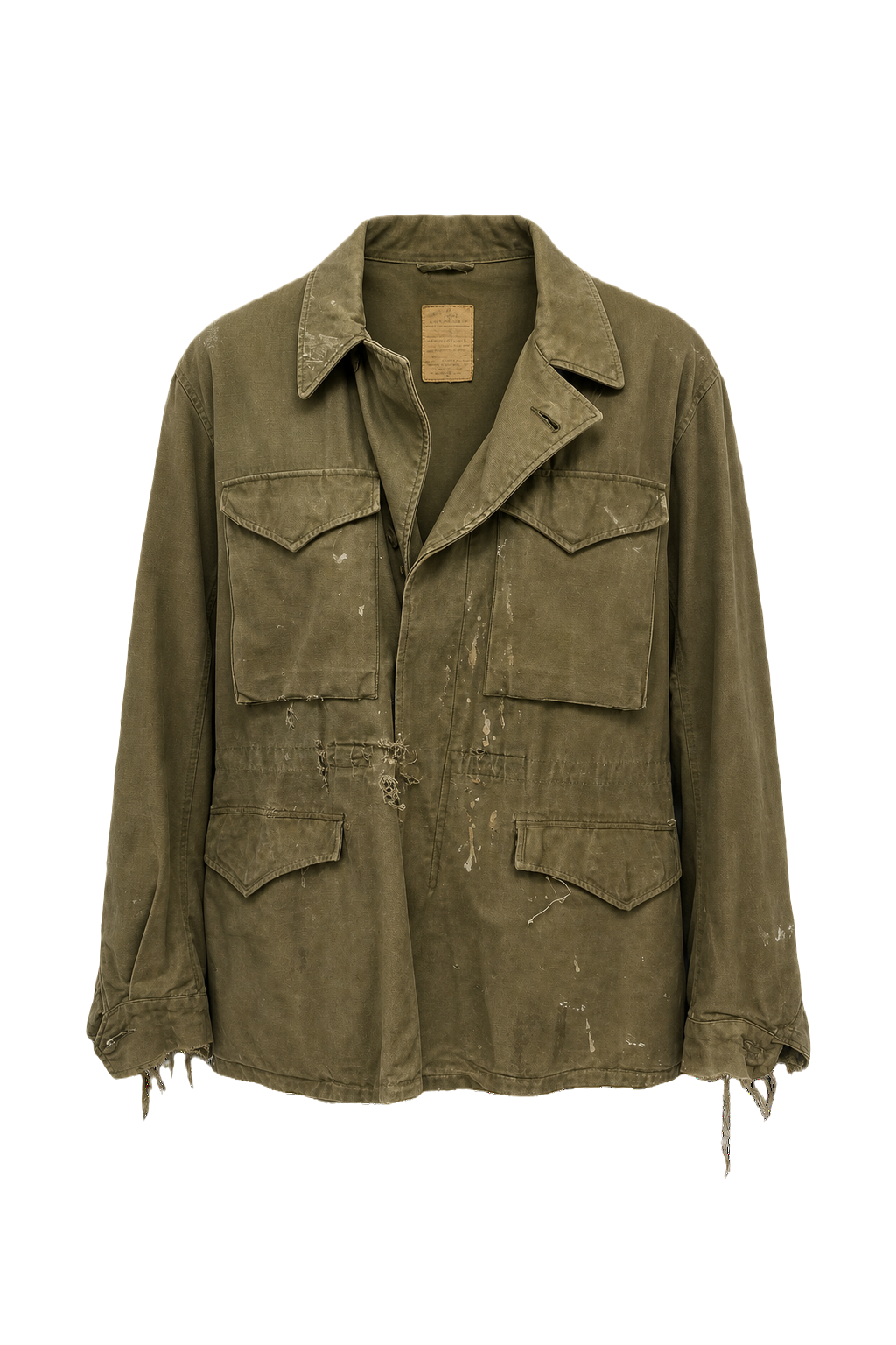 1940s Olive Green Cotton Canvas Jacket - Front View
