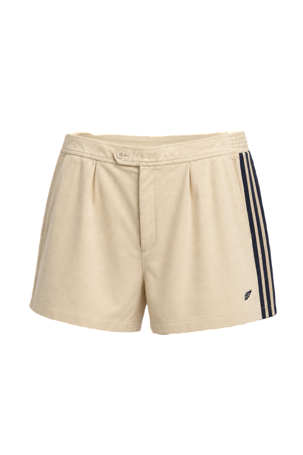 1980s Cream Polyester Blend Shorts - Front View