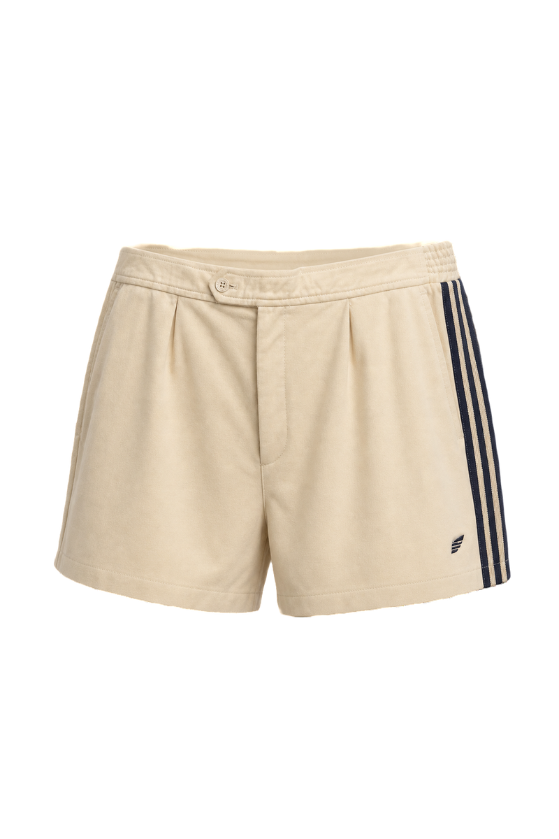 1980s Cream Polyester Blend Shorts - Front View