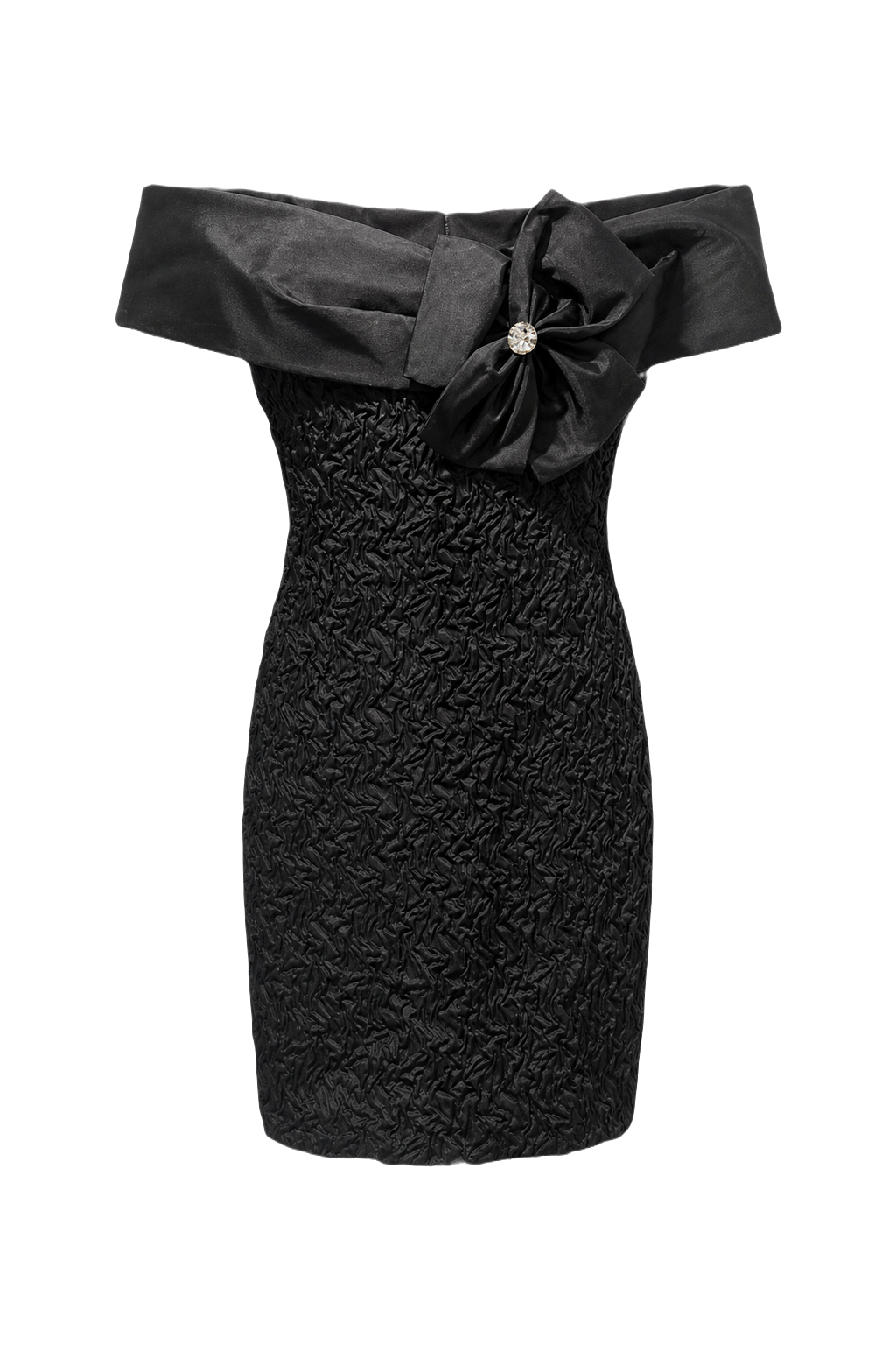 1980s Black Polyester Blend Dress - Front View
