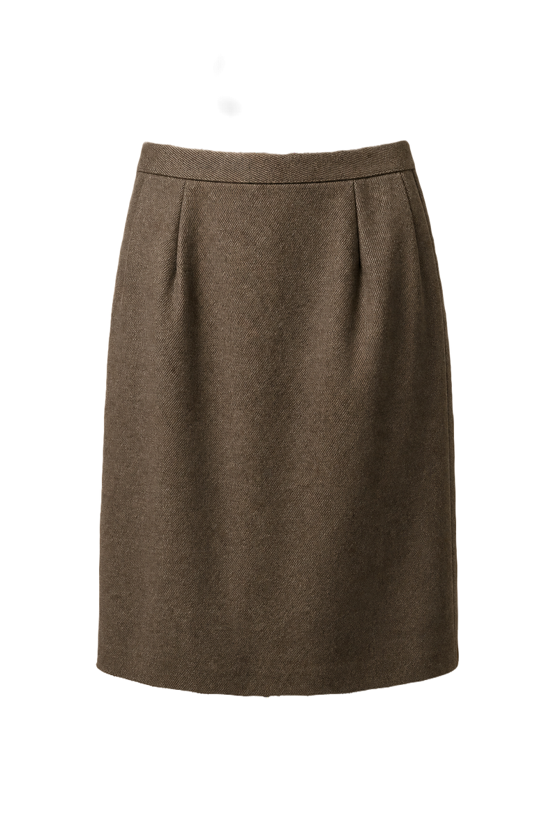 1980s Taupe Wool Skirt - Front View
