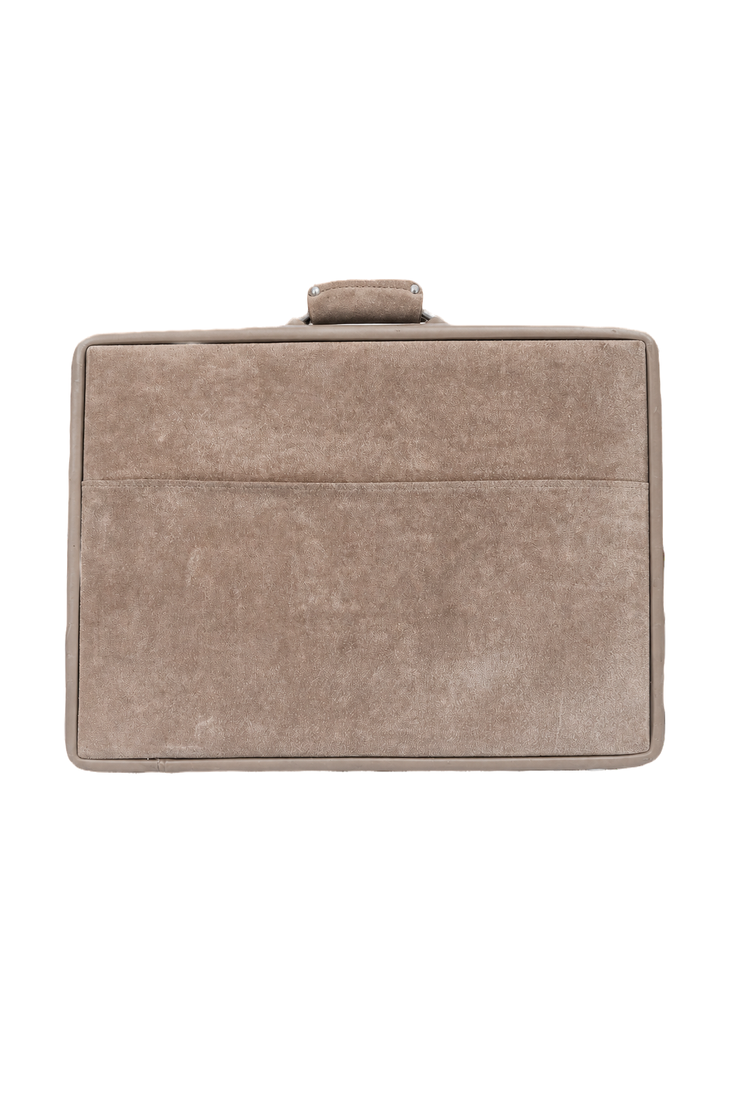 1980s Tan Suede Suitcase - Front View