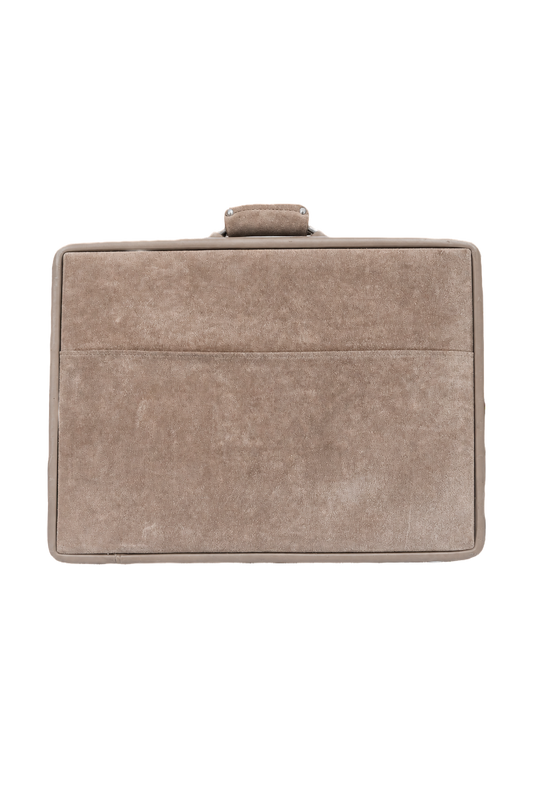 1980s Tan Suede Suitcase - Front View