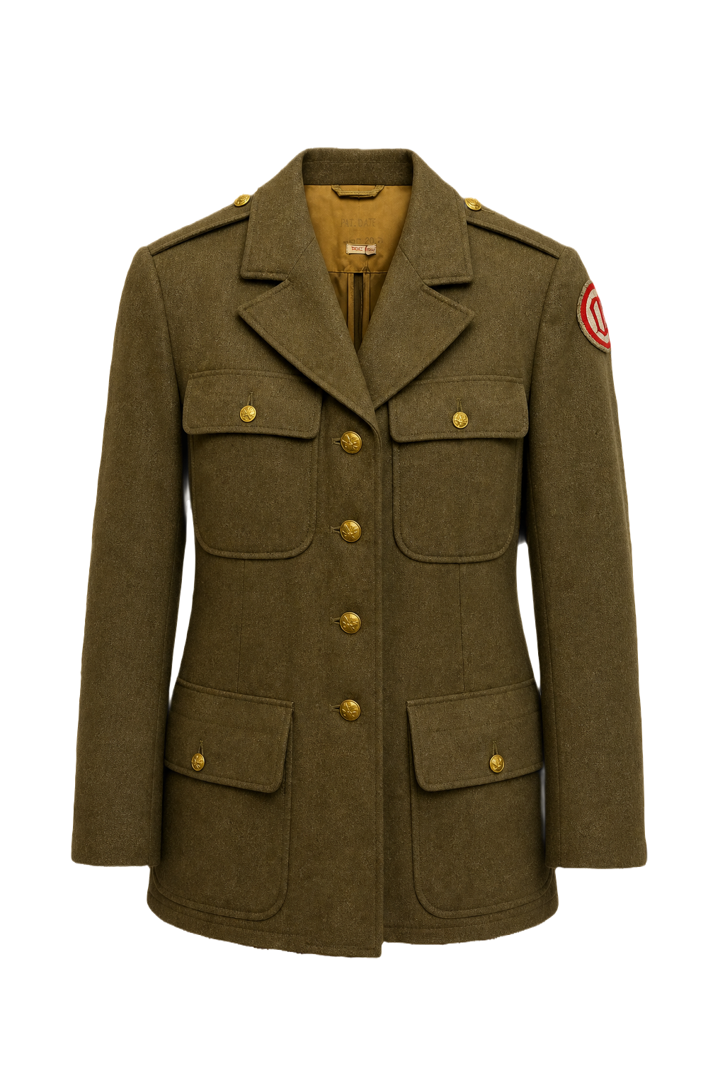 1940s Olive Green Wool Military Jacket - Front View