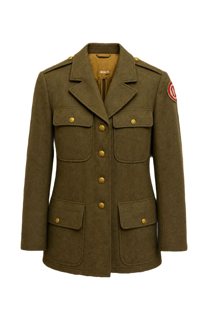 1940s Olive Green Wool Military Jacket - Front View