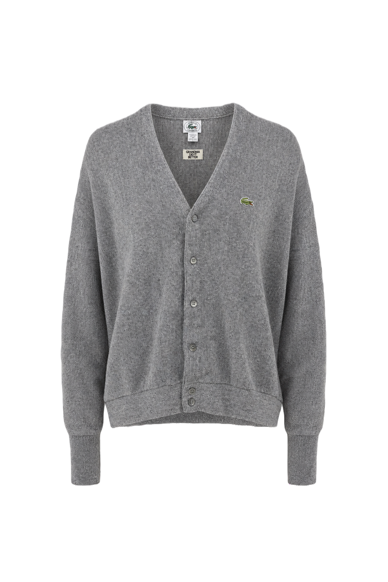 1990s Gray Wool Cardigan - Front View