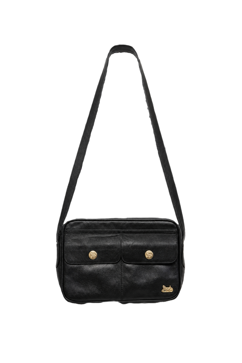 1980s Black Leather Bag - Front View