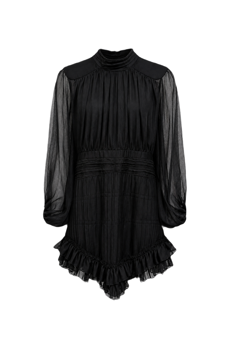 1990s Black Polyester Dress - Front View